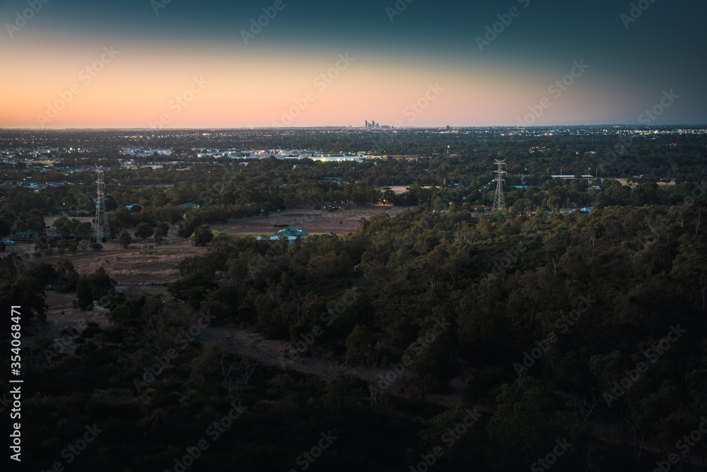 Perth Skyline and rural neighborhood