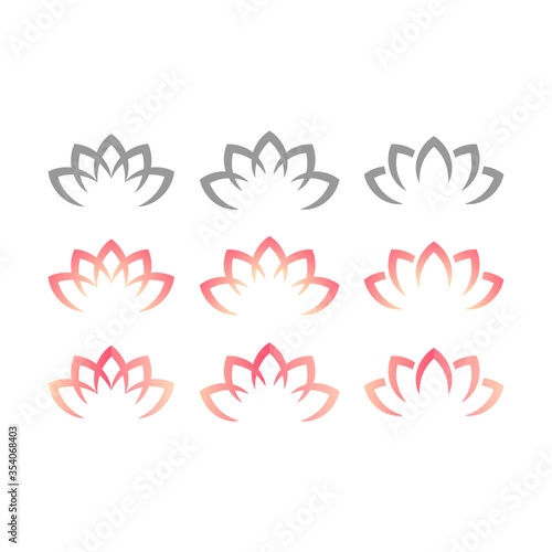 Lotus or water lily blossom pink floral design for logo. Yoga or spa vector symbol.