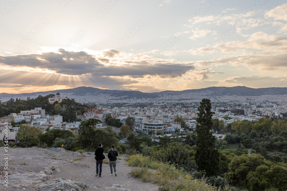 Tourists in Acropolis hill, Athens