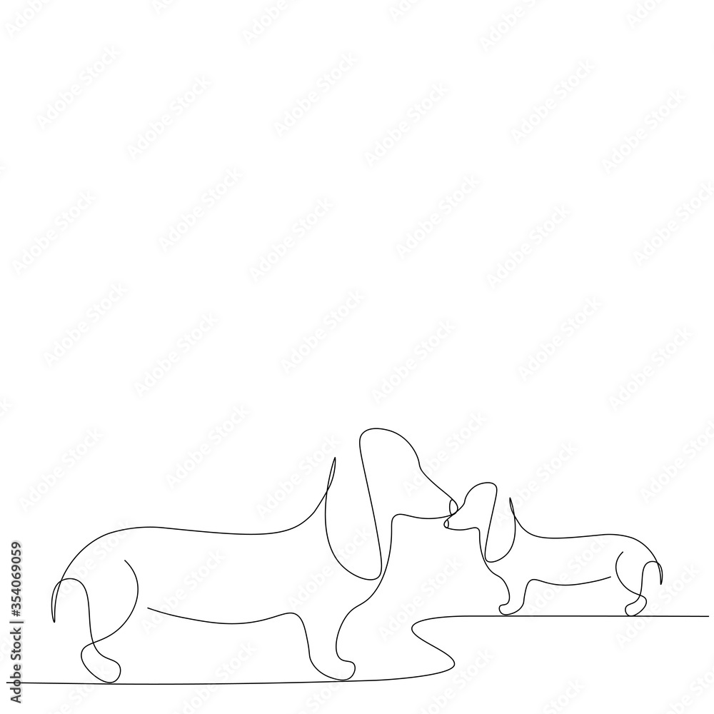  Dachshund dog puppy, animal print vector illustration