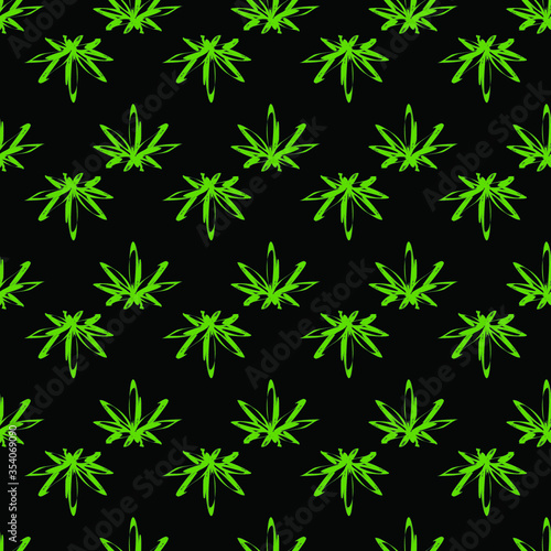 cannabis pattern seamless leaves nature on black background print fabric printing covers printing on plastic on T-shirts clothes for men and women