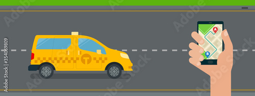 Illustration of a truck taxi call, mobile app vector icon flat isolated