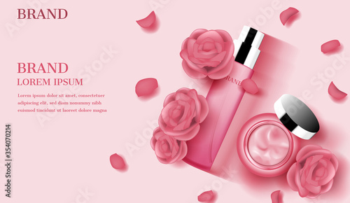 Red roses with petals and opened cream