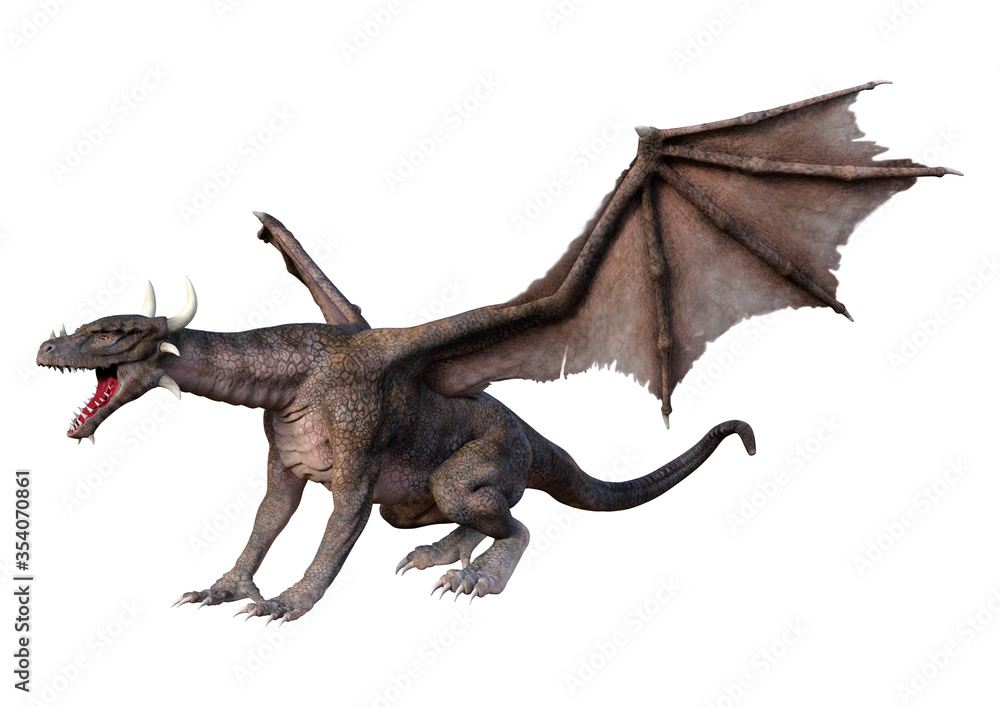 Fototapeta premium 3D Rendering Fairy Tale Dragon on White