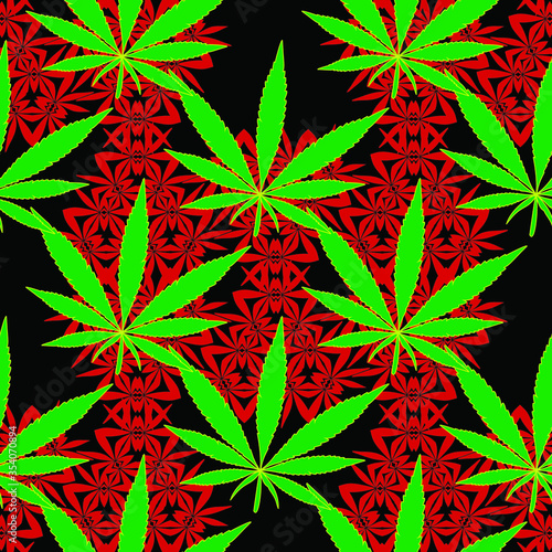 hemp reggae seamless patterns on a black background abstract cheeky style for textiles and print on packaging. Great for wrapping paper fabric.
