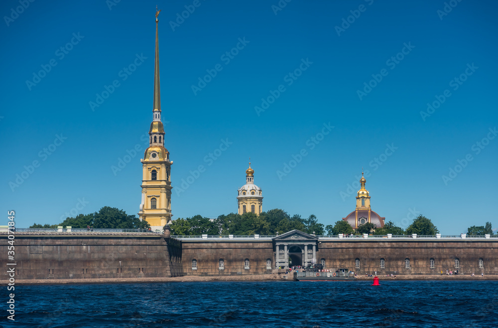 The Peter and Paul Fortress,  the original citadel of St. Petersburg, Russia, founded by Peter the Great in 1703 and built to Domenico Trezzini's designs from 1706 to 1740 as a star fortress.