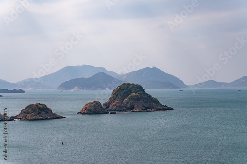 The view of white sand beach on Hong Kong Island in Hong Kong