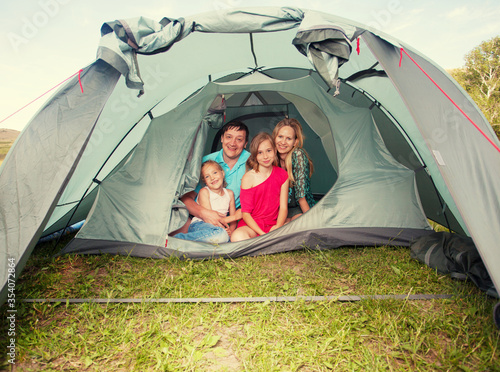 Family in a tent