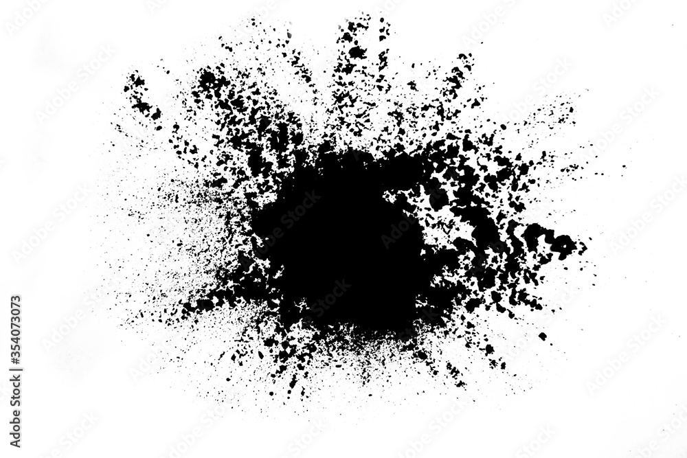 Design of a splash of black dry paint on a white background Design of a splash of black dry paint on a white background
