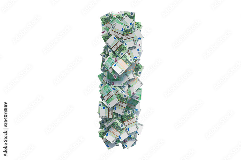 Letter I from euro packs. 3D rendering Letter I from euro packs. 3D rendering
