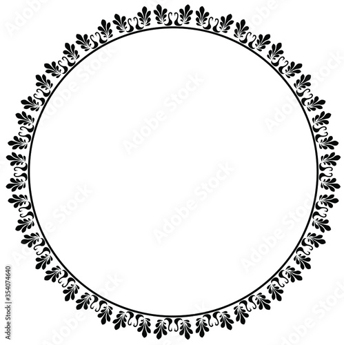 Vintage round frame design concept of flowers and circle isolated on white background