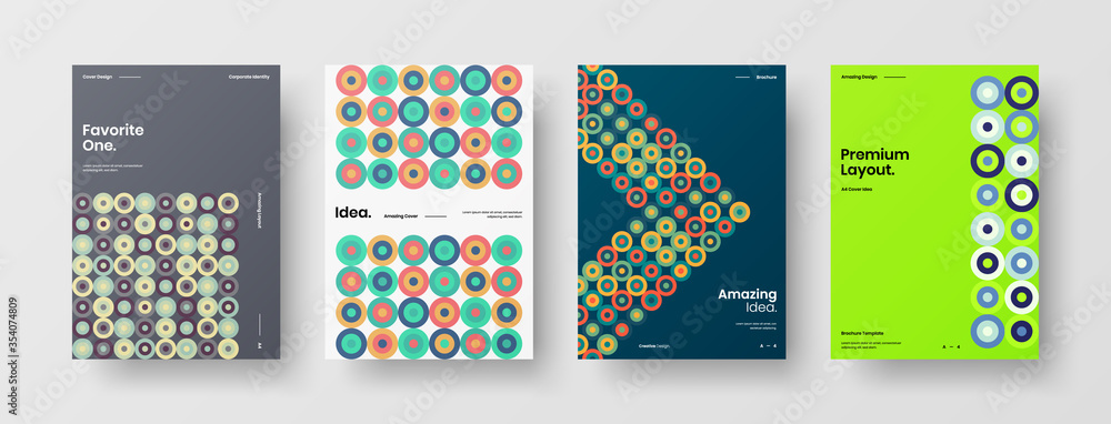 Company identity brochure template collection. Business presentation vector A4 vertical orientation front page mock up set. Corporate report cover abstract geometric illustration design layout bundle. Company identity brochure template collection. Business presentation vector A4 vertical orientation front page mock up set. Corporate report cover abstract geometric illustration design layout bundle.