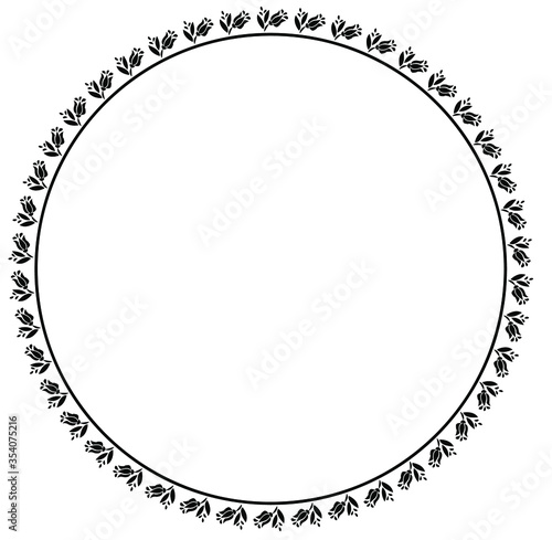 Round frame design concept of floral pattern isolated on white background
