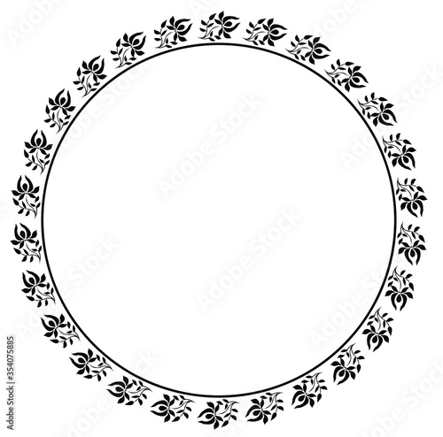 Round frame design concept of floral pattern isolated on white background