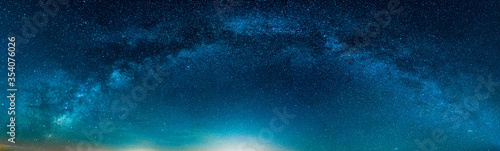 Panoramic isolated HDR Landscape view of milky way over Night sky