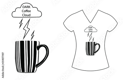 T Shirt design concept of coffee cup with cloud - vector illustration