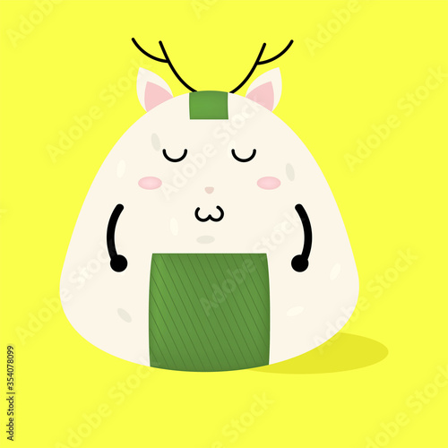 thick eyebrow, Happy, sad, angry, cute, confused, smile expression onigiri characters. vector illustration