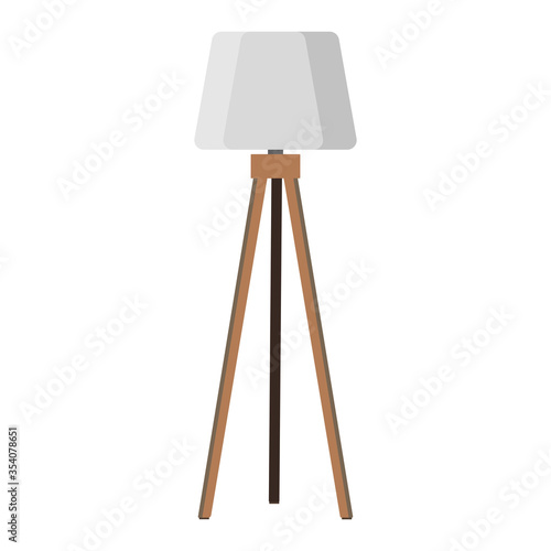 Floor Lamp with Wooden Elements isolated on white background. Vector cartoon lamp for house interior design. Flat cartoon style vector stock illustration. Home Equipment in Simple Modern Style.