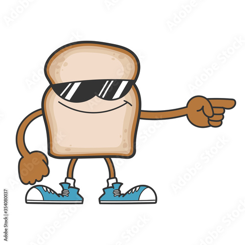 slice of bread cartoon character with sunglasses