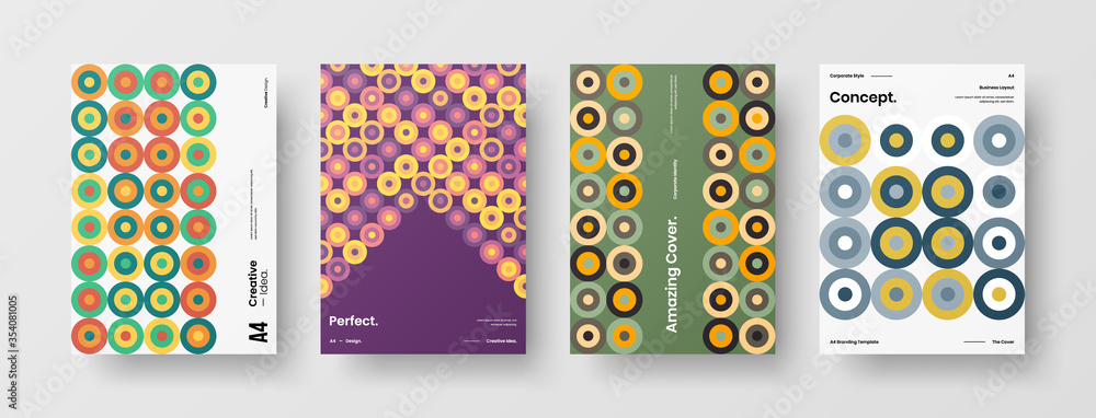 Company identity brochure template collection. Business presentation vector A4 vertical orientation front page mock up set. Corporate report cover abstract geometric illustration design layout bundle. Company identity brochure template collection. Business presentation vector A4 vertical orientation front page mock up set. Corporate report cover abstract geometric illustration design layout bundle.