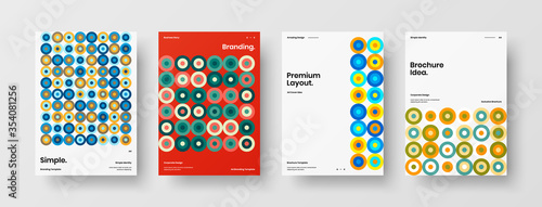 Company identity brochure template collection. Business presentation vector A4 vertical orientation front page mock up set. Corporate report cover abstract geometric illustration design layout bundle.