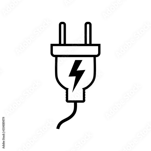 Electric plug line icon vector