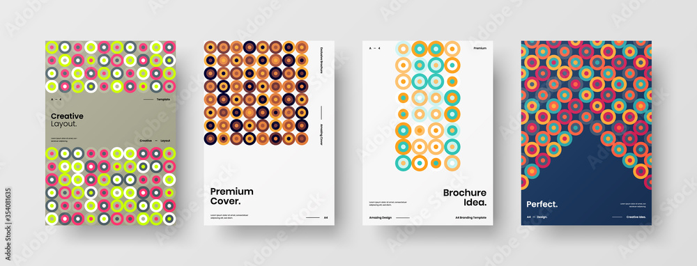 Company identity brochure template collection. Business presentation vector A4 vertical orientation front page mock up set. Corporate report cover abstract geometric illustration design layout bundle. Company identity brochure template collection. Business presentation vector A4 vertical orientation front page mock up set. Corporate report cover abstract geometric illustration design layout bundle.