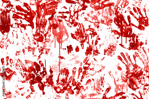 Bloody hand prints with blood drops