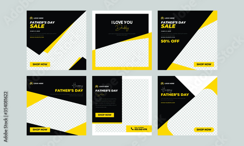 Editable set of Instagram post design. social media post template for fathers day.
Fathers day social media Instagram post. promo sale offer vector post. web template. fathers day sale offer post

