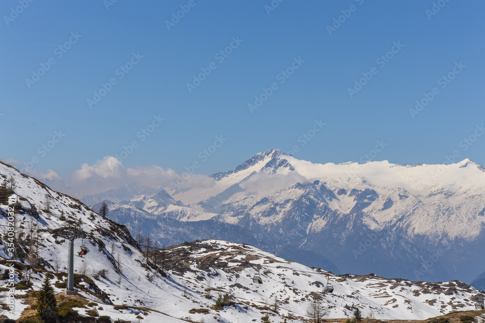 Dolomites Alps mountains in spring in Italy, Madonna di Campiglio (TN)