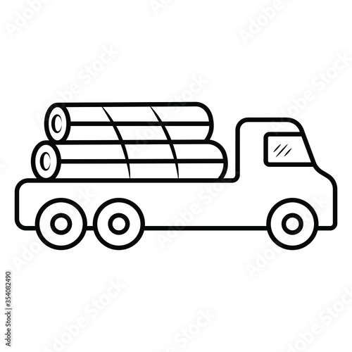 Logging truck on the road icon