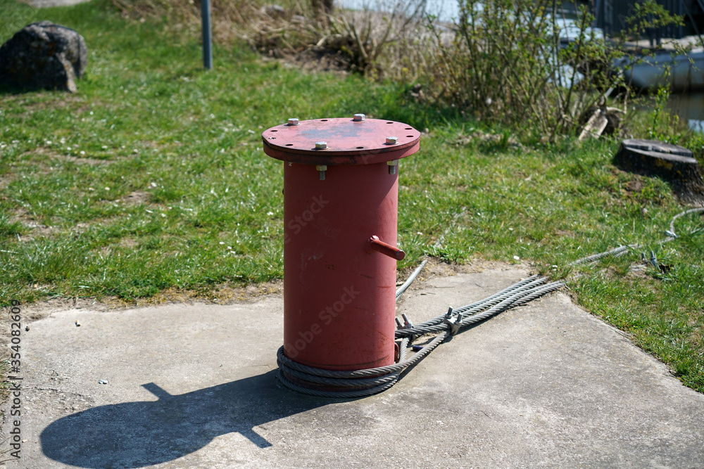 Bollards are ideal for mooring ships, photographed on the port Bollards are ideal for mooring ships, photographed on the port