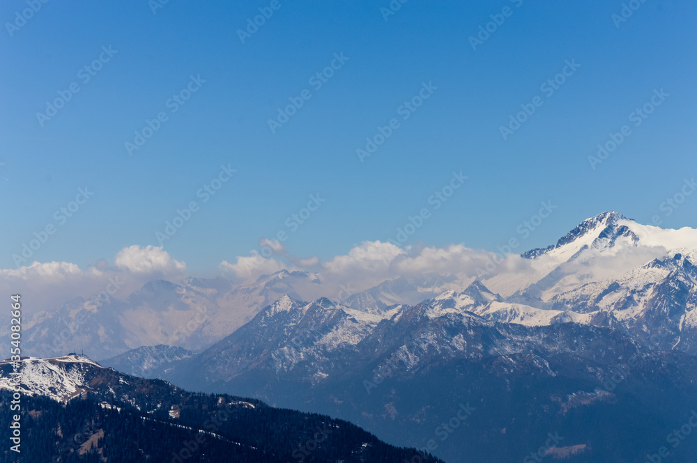 Obraz premium Dolomites Alps mountains in spring in Italy, Madonna di Campiglio (TN)