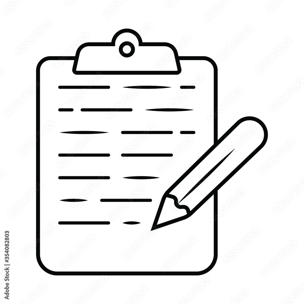 Checklist line icon. Report with pencil vector Checklist line icon. Report with pencil vector