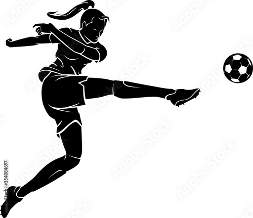 Super Kick Soccer Female Athlete Silhouette