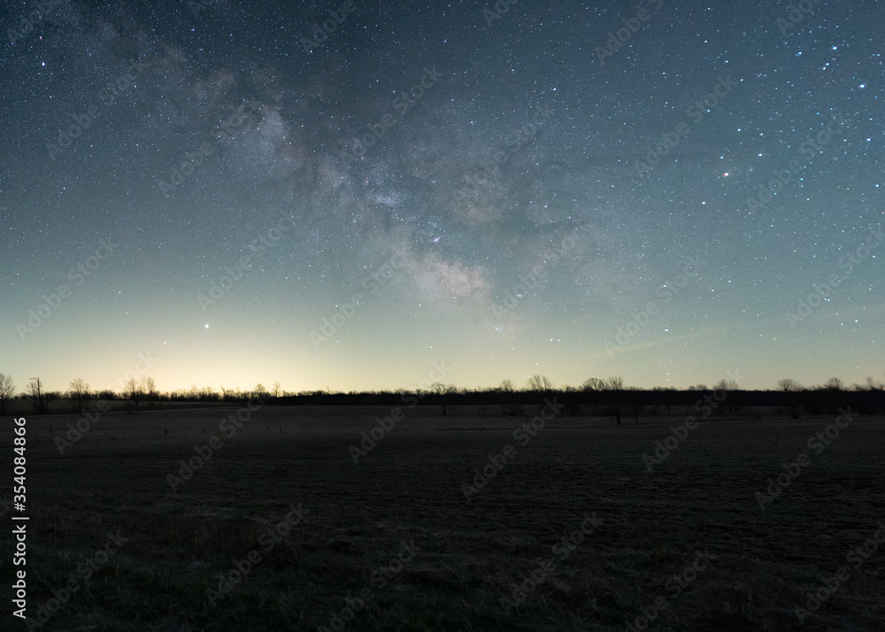 The Milky Way Rises Over A Farm Field