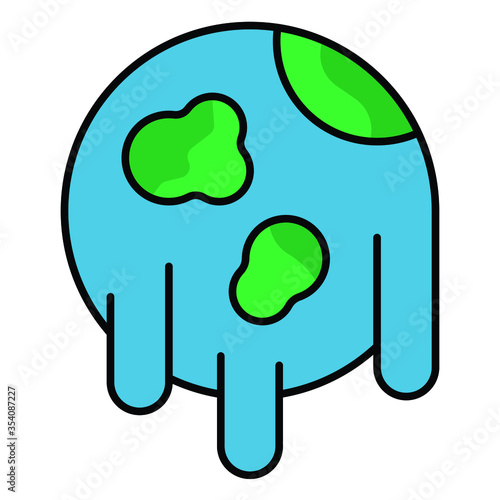 Global Warming and Drought Concept Illustration with Melting of Earth