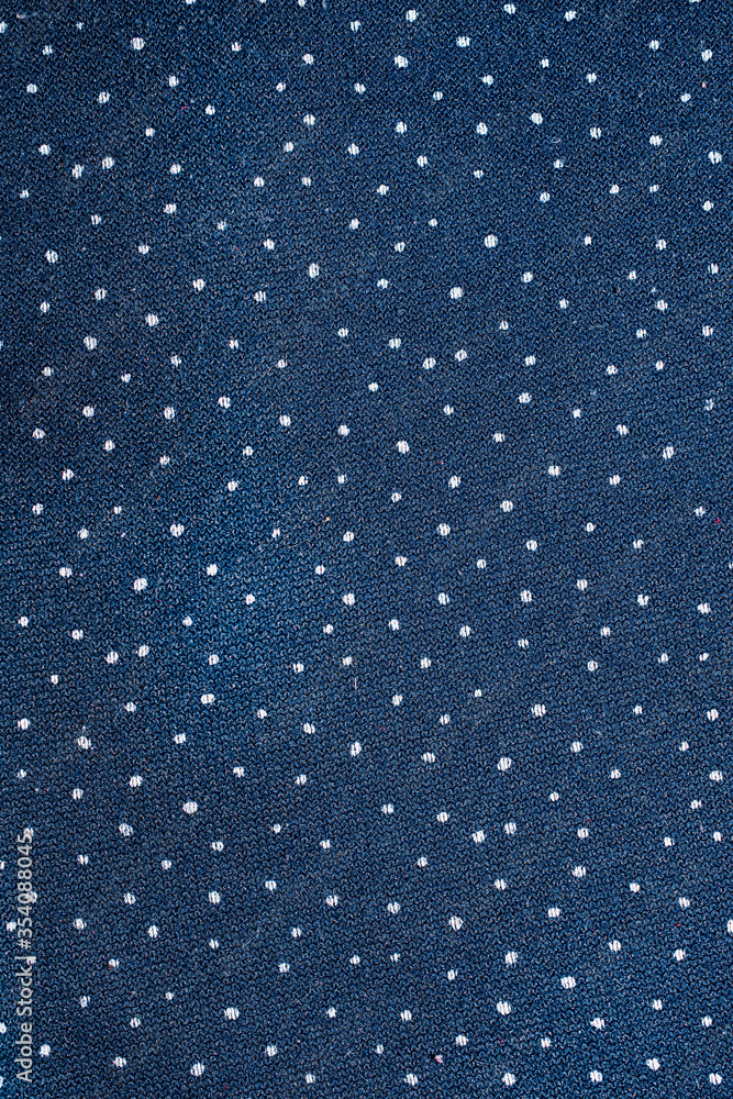 blue fabric with white dots