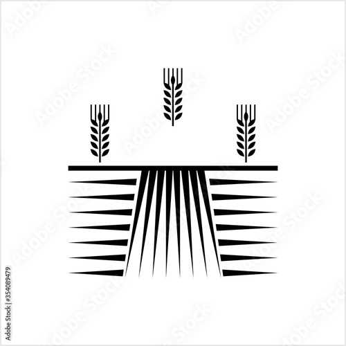 Farm Field Icon, Barn, Farmland Agriculture Icon