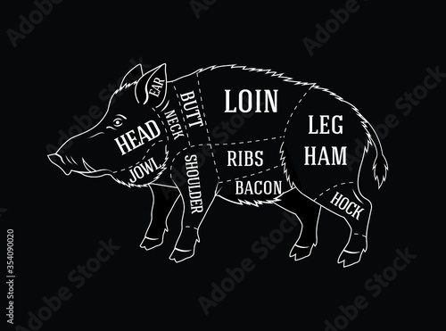 butchers diagram guide for cutting wild boar