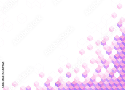 Info technology web banner template. Hi tech futuristic background. Abstract modern science texture. Honey comb hexagon cubes. vector illustration. Info technology purple pink cells.