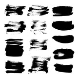 Abstract black vector strokes of ink on white background 1