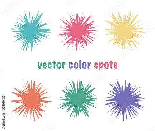 Set of color editable sharp spots. Bright crystal circles. Summer abstract shapes for your design