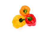 Variety of colorful red, green, yellow paprika bell peppers, Healthy eating food
