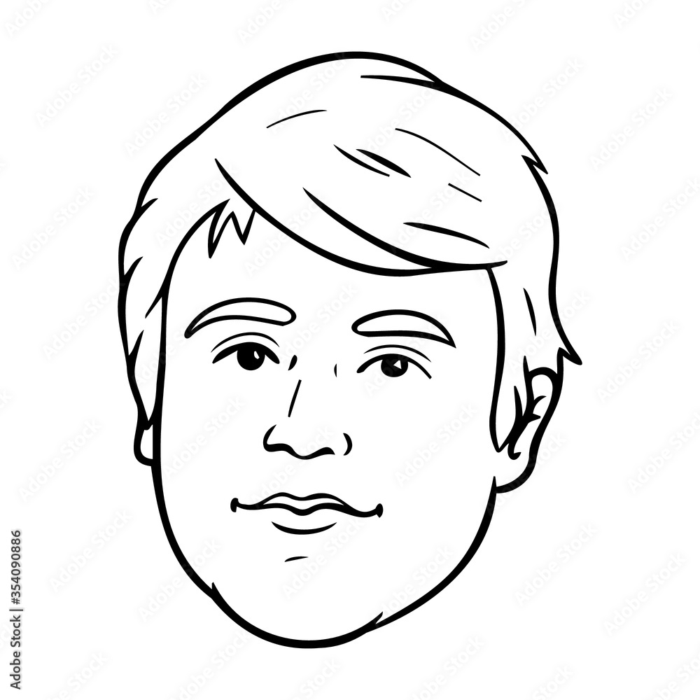 monochrome outline comic head of a man. avatar monochrome outline comic head of a man. avatar