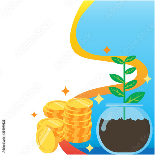Business management growth concept. Making the business growth like planting the flower, template for web landing page, banner, presentation, social media.
