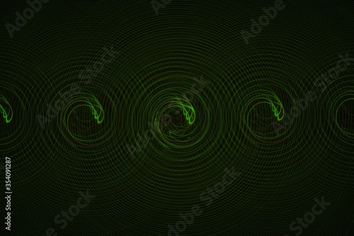 Green spirals from lines  abstract background for design.