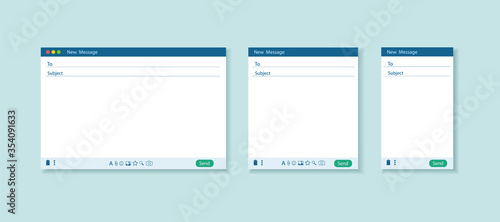 E-mail blank window. Template internet mail. Web E-mail page for computer, tablet and smartphone.
