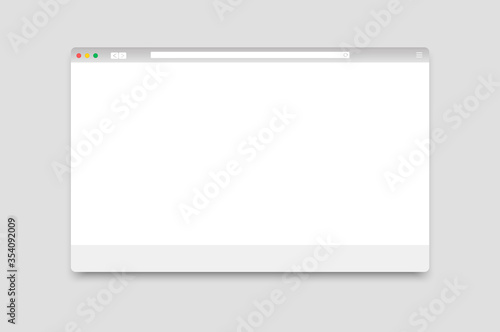 Internet browser window mockup. Web page window for computer. Empty browser window template.