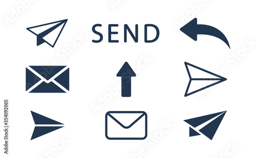 Icons to the send a message. Send icons. Mail icons. Vector illustration. photo